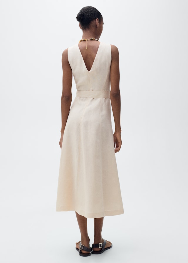 Mango Leinenkleid mit Gürtel Sonderangebot