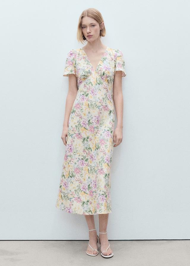 Mango Geblümtes Leinenkleid Versandkostenfrei