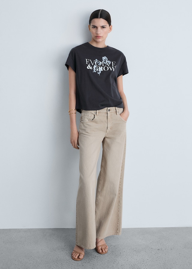 Mango Gemustertes Baumwoll-T-Shirt Kostenloser Versand international