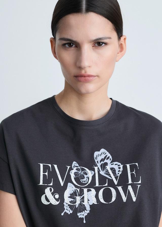 Mango Gemustertes Baumwoll-T-Shirt Kostenloser Versand international