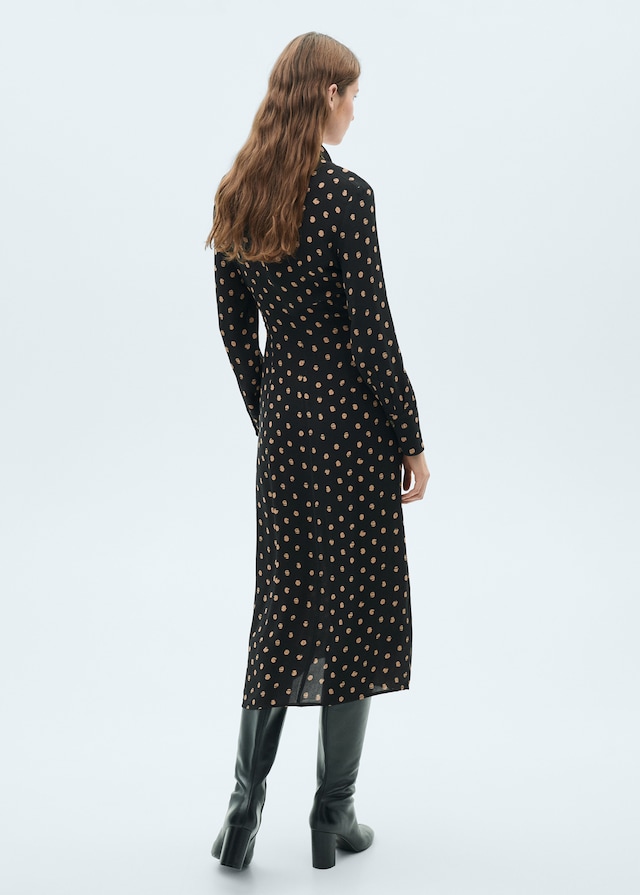 Mango Polka-Dots-Hemdblusenkleid mit Knotendetail Sonderangebot