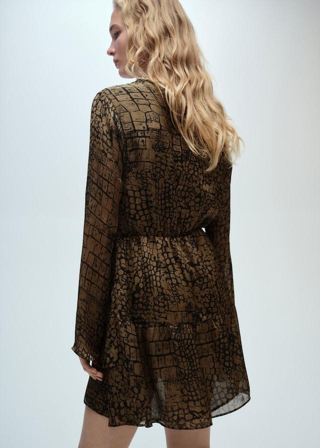 Mango Volantkleid mit Animal-Print Flash Sale