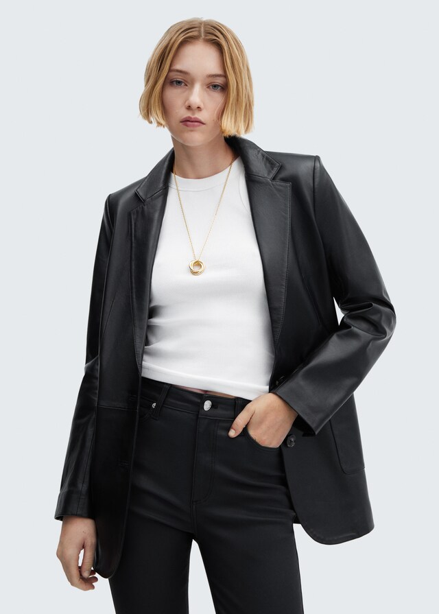 Mango Skinny Coated-Jeans mit hohem Bund Online Shopping