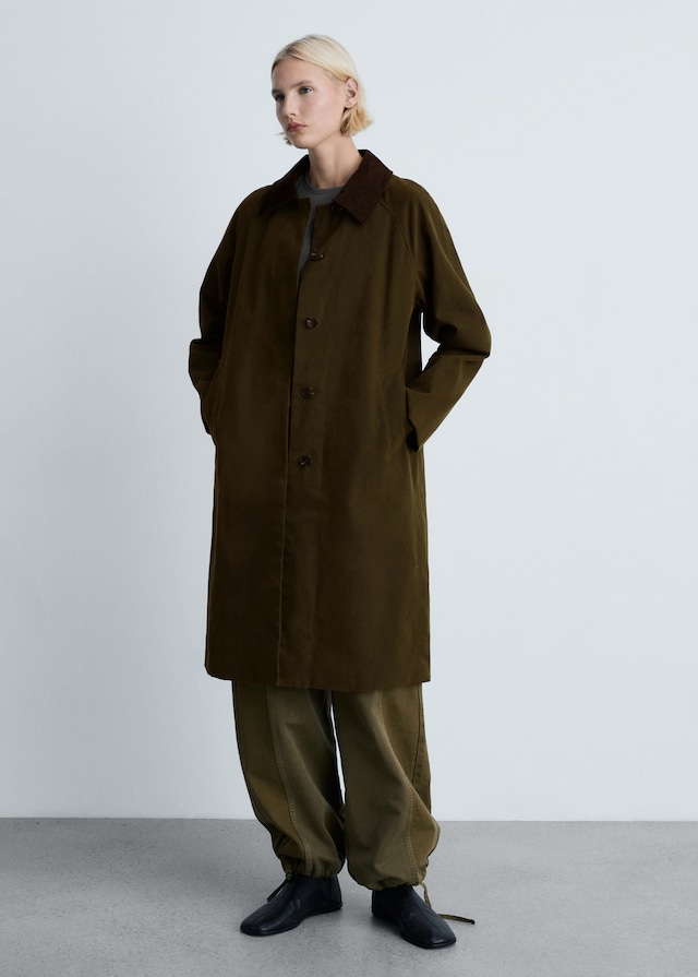 Mango Langer Parka mit Cordkragen Vatertagsangebot