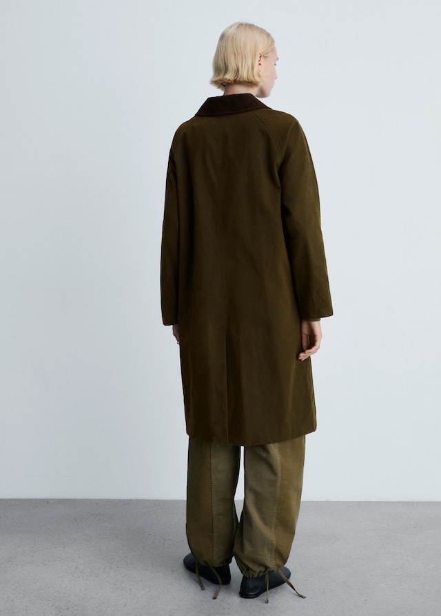 Mango Langer Parka mit Cordkragen Vatertagsangebot