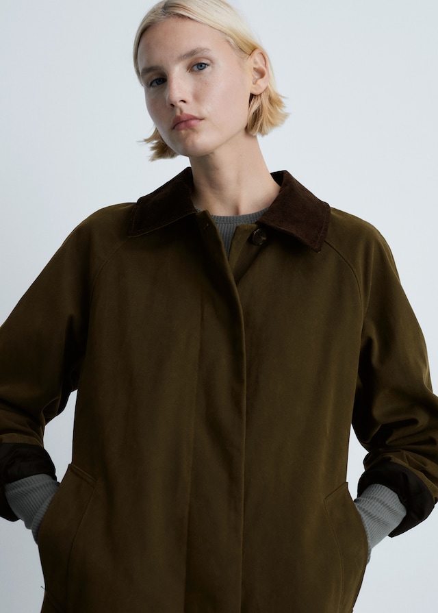 Mango Langer Parka mit Cordkragen Vatertagsangebot