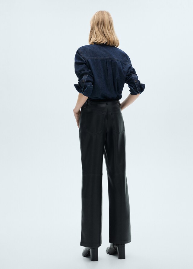 Mango Gerade Hose mit Leder-Effekt Online Outlet