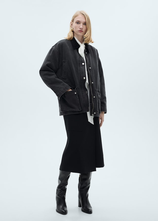 Mango Jacke mit Taschen und Cordkragen Kostenlose Rückgabe
