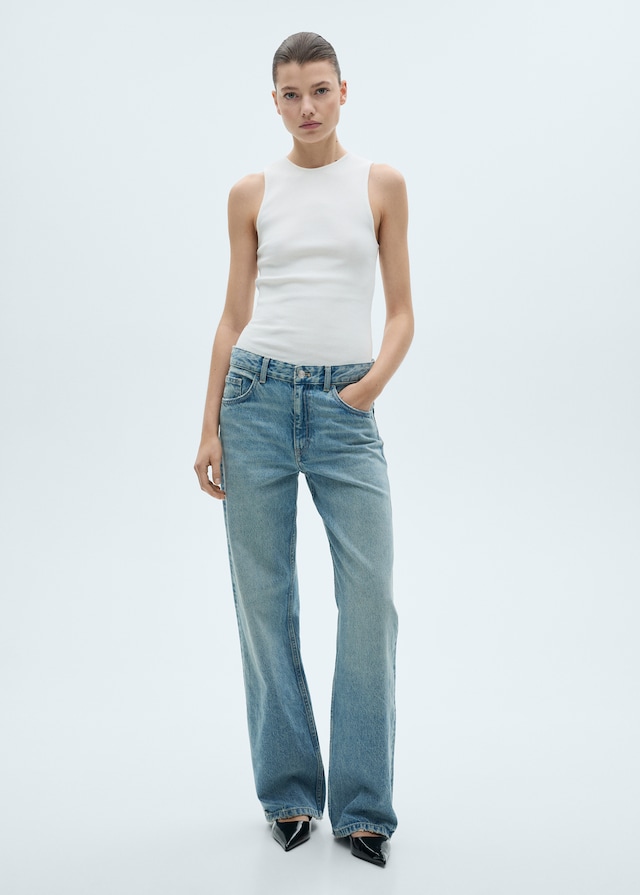 Mango Baumwoll-Top mit Rippmuster Zeitbegrenzte Promotion