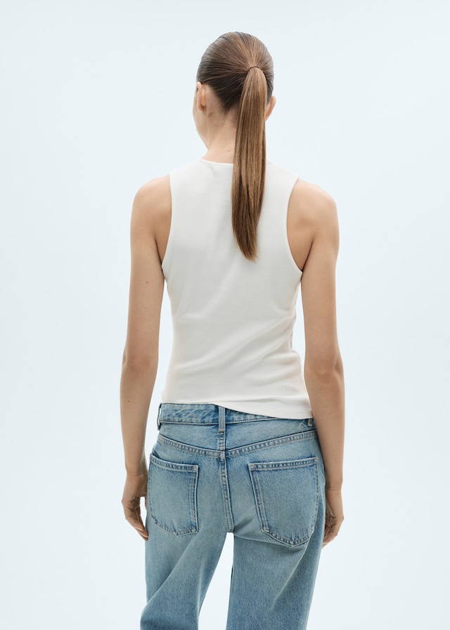 Mango Baumwoll-Top mit Rippmuster Zeitbegrenzte Promotion