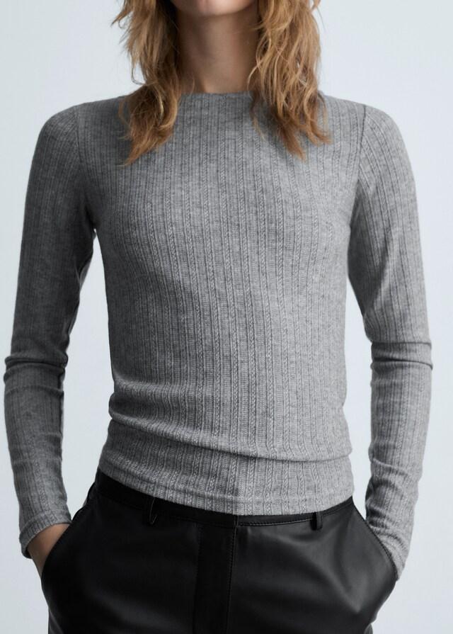 Mango Langärmliges Pointelle-T-Shirt Riesige Rabatte