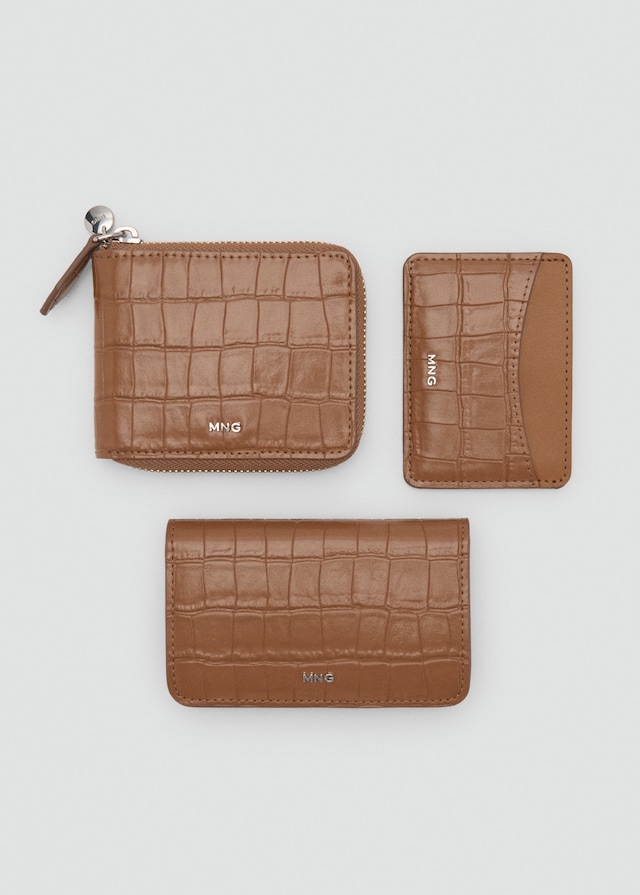 Mango Mini-Brieftasche mit Krokoleder-Effekt Großer Ausverkauf