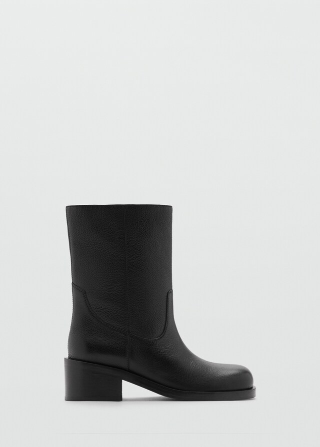 Mango Lederstiefelette mit Karrée-Spitze Saisonale Angebote