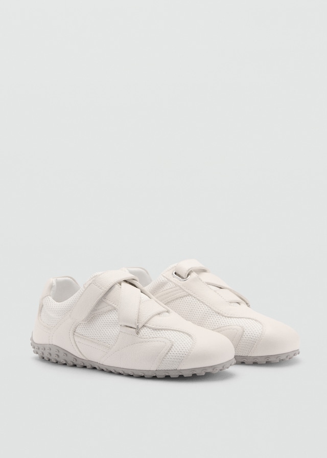 Mango Canvas-Sneakers mit Leder Räumungsverkauf