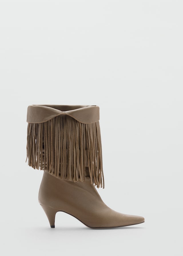 Mango Lederstiefelette mit Fransenabsatz Kauf eins, bekomm eins gratis