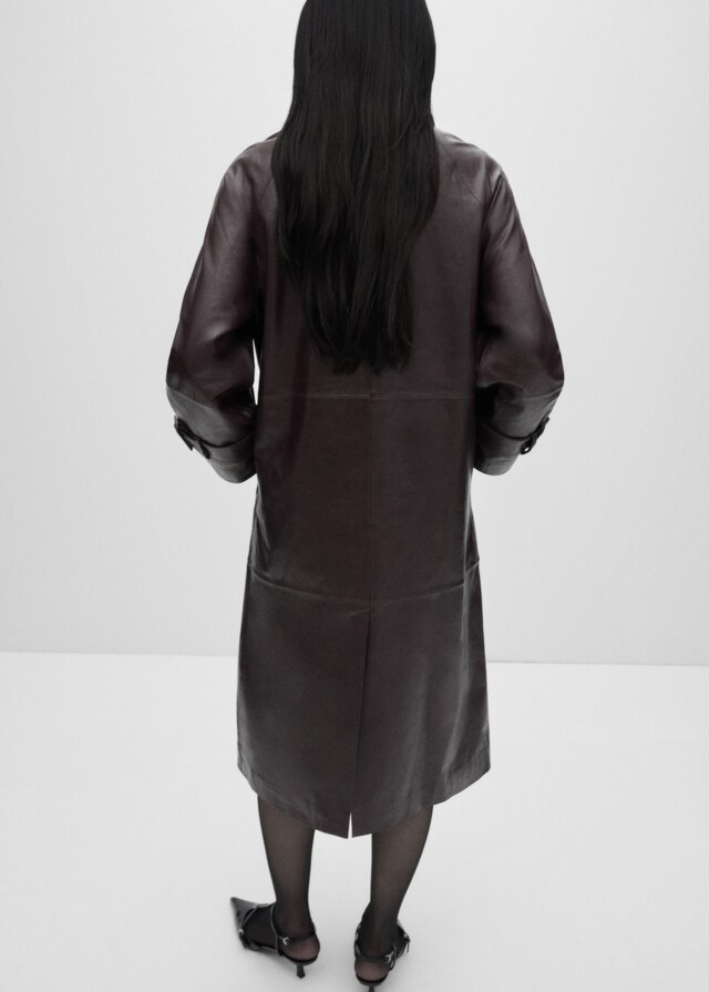 Mango Oversized-Mantel aus 100 % Leder Sonderangebote