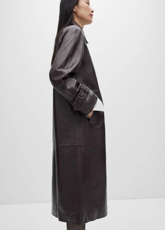 Mango Oversized-Mantel aus 100 % Leder Sonderangebote
