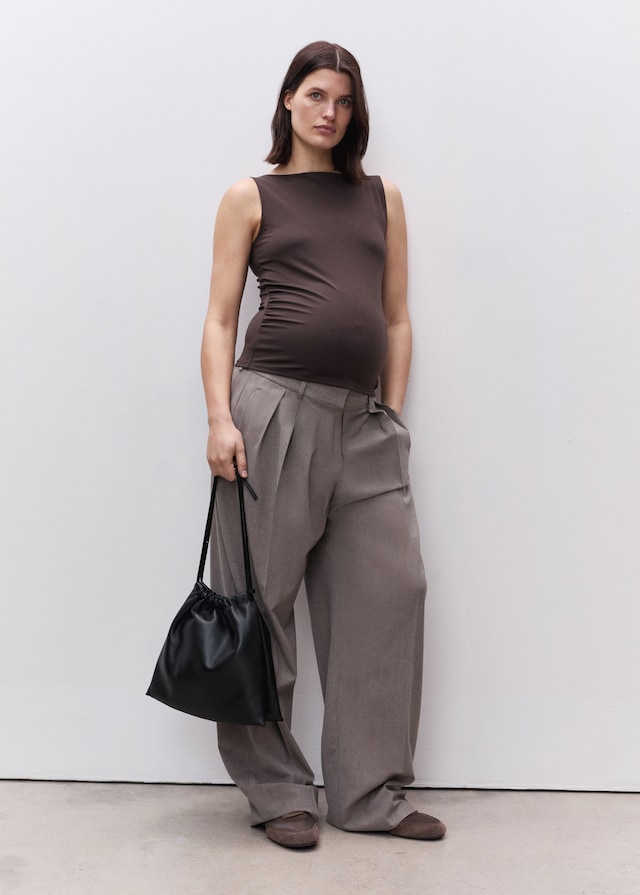 Mango Gerafftes Top mit Bateau-Ausschnitt Tiefpreis