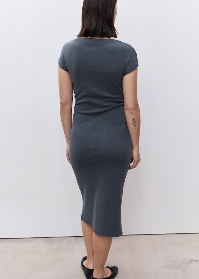 Mango Baumwollkleid mit seitlichen Raffungen Super Sparpreis