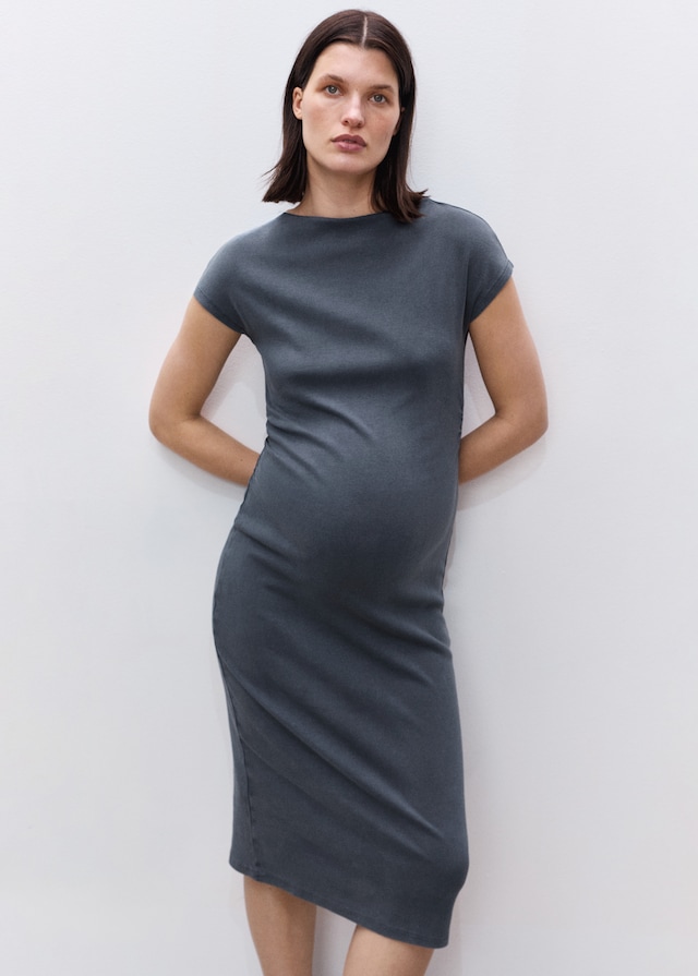Mango Baumwollkleid mit seitlichen Raffungen Super Sparpreis