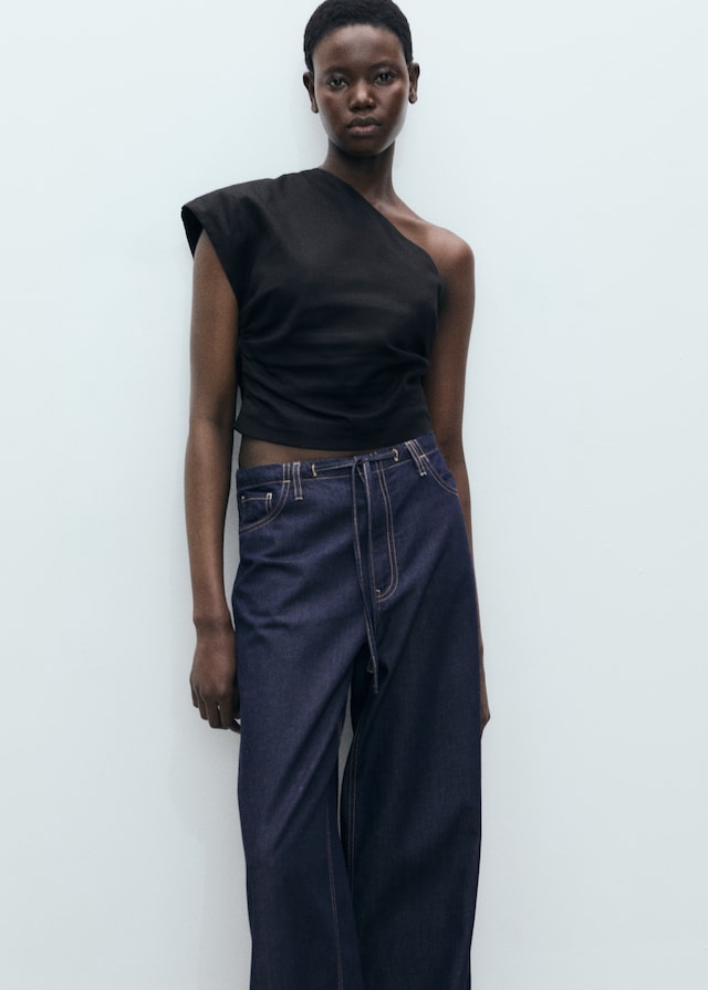 Mango Wideleg-Jeanshose mit Gürtel Bis zu 50% Rabatt