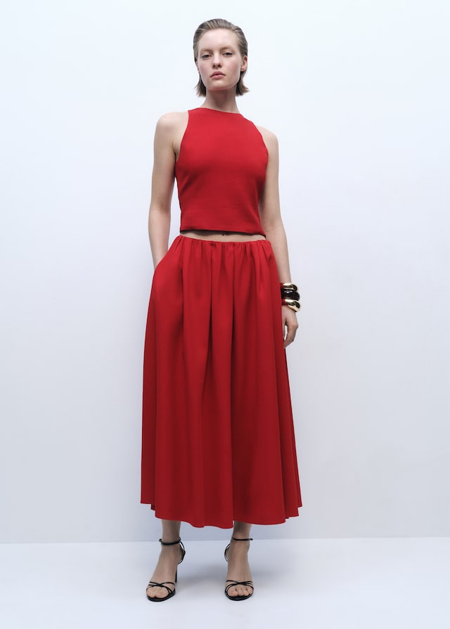 Mango Langer Rock mit geraffter Taille Begrenzt auf 3 Tage