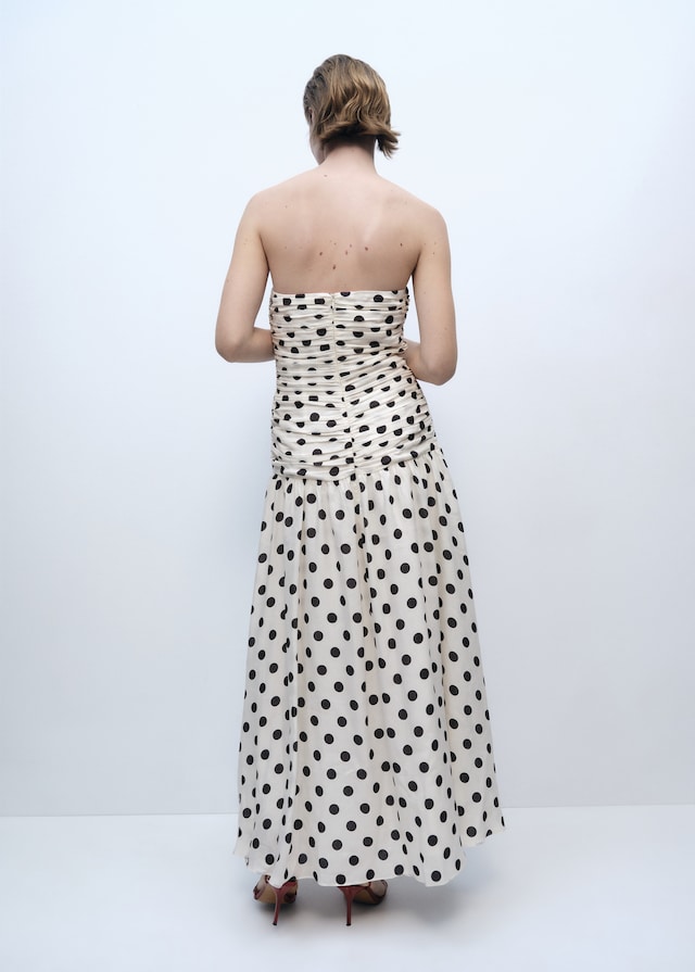 Mango Polka-Dots-Kleid mit drapiertem Oberteil Outlet