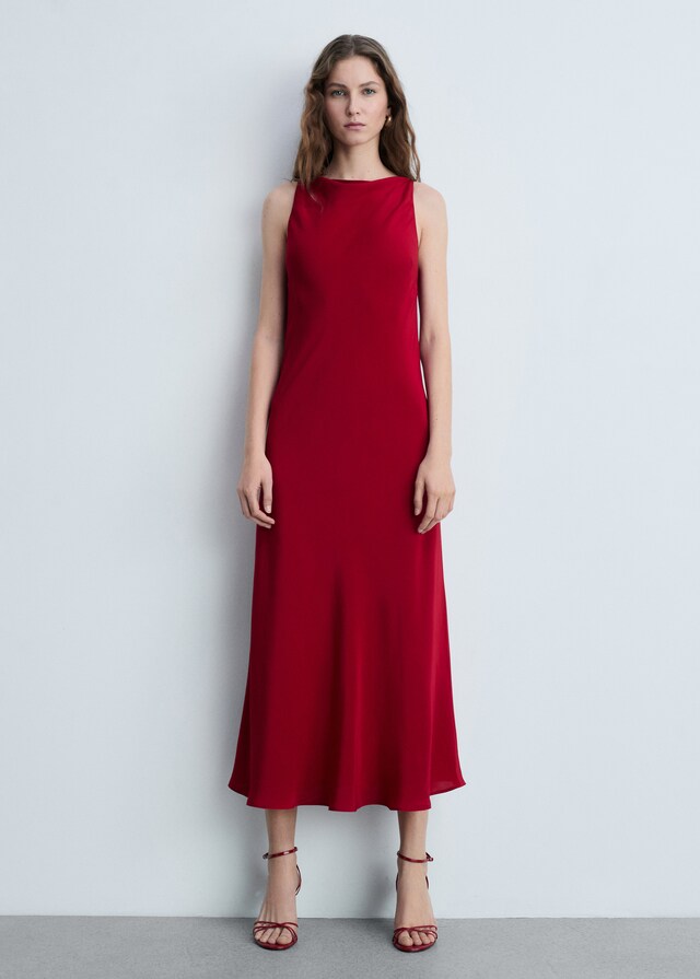 Mango Satiniertes Midi-Kleid Verkauf