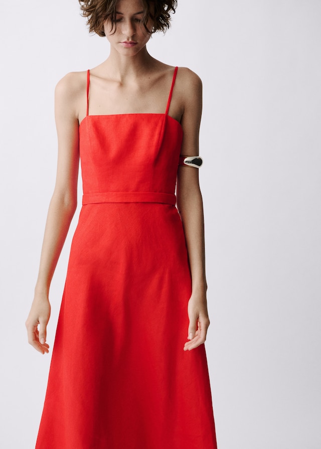Mango Leinenkleid mit Schleife Blitzverkäufe