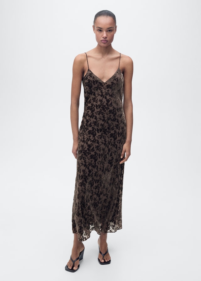 Mango Jaquard-Kleid mit Blumendessin Fabrikpreis