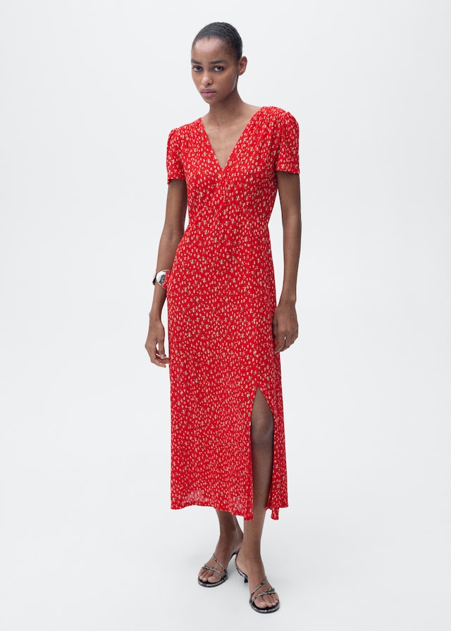 Mango Bedrucktes Midikleid Begrenztes Angebot