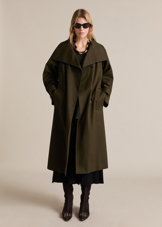 Mango Langer zweireihiger Trenchcoat Muttertagsangebot