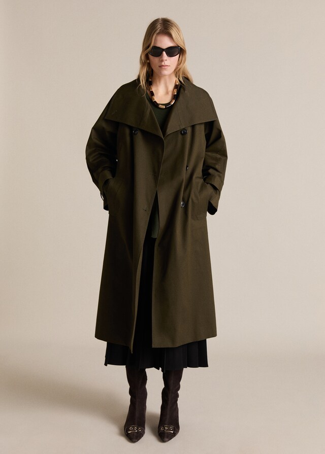 Mango Langer zweireihiger Trenchcoat Valentinstagsangebot