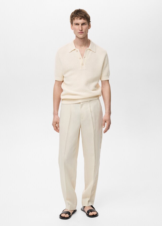 Mango Strick-Poloshirt aus Baumwolle mit Lochmuster Zeitlich begrenztes Angebot