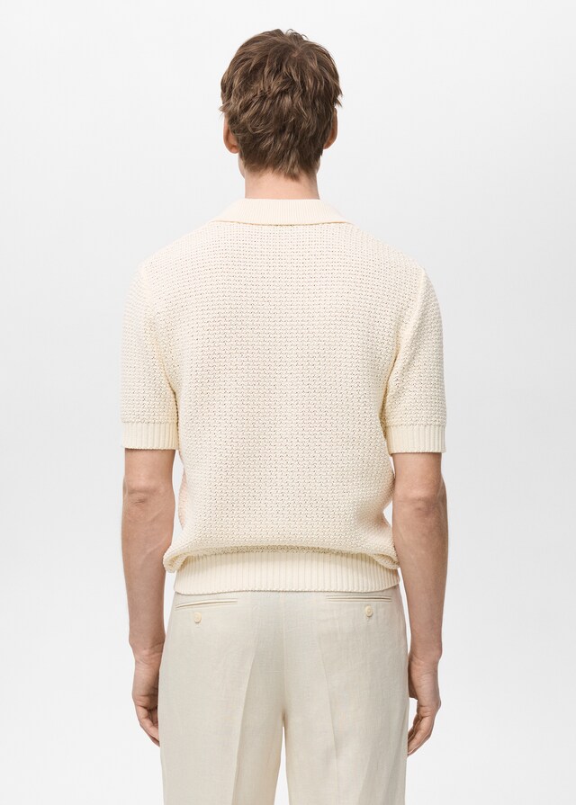Mango Strick-Poloshirt aus Baumwolle mit Lochmuster Zeitlich begrenztes Angebot