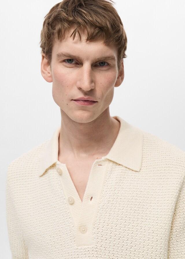 Mango Strick-Poloshirt aus Baumwolle mit Lochmuster Zeitlich begrenztes Angebot