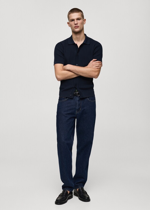 Mango Geknöpftes Poloshirt mit Baumwollstruktur Blitzangebot
