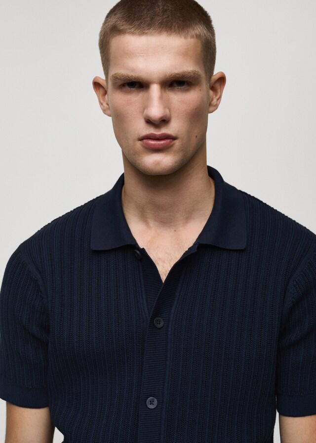 Mango Geknöpftes Poloshirt mit Baumwollstruktur Blitzangebot