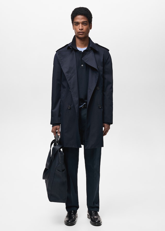 Mango Wasserabweisender Trenchcoat mit Gürtel Große Rabatte