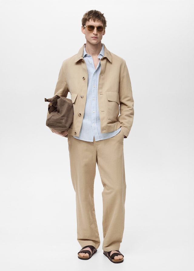Mango Jacke aus Baumwoll-/Leinen-Mix mit Taschen Saisonale Angebote