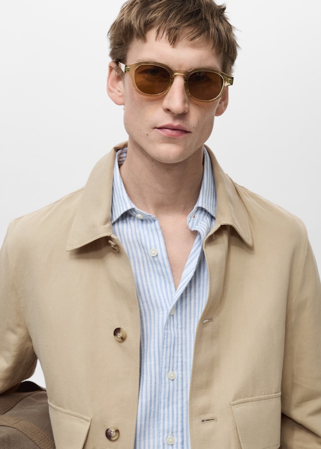 Mango Jacke aus Baumwoll-/Leinen-Mix mit Taschen Saisonale Angebote