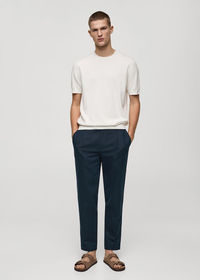Mango Slim Fit-Leinenhose mit Kordel VIP-Rabatte