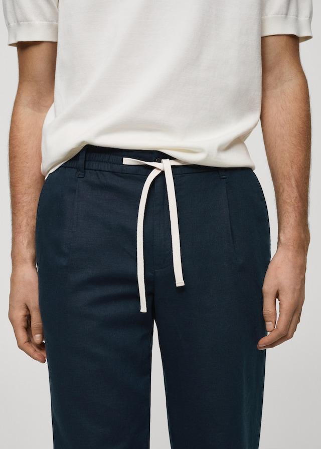 Mango Slim Fit-Leinenhose mit Kordel VIP-Rabatte