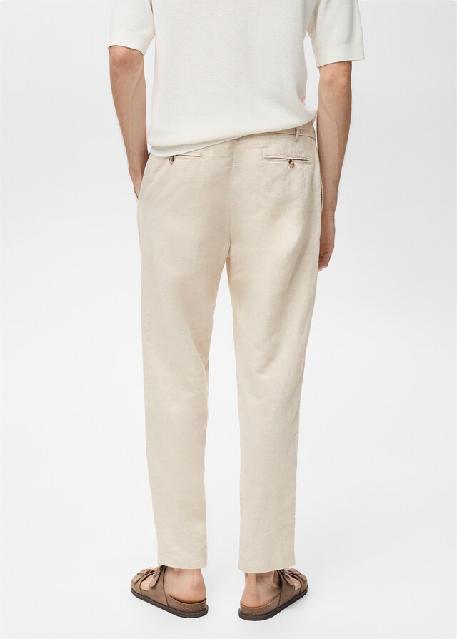 Mango Slim Fit-Leinenhose mit Kordel Tiefpreis