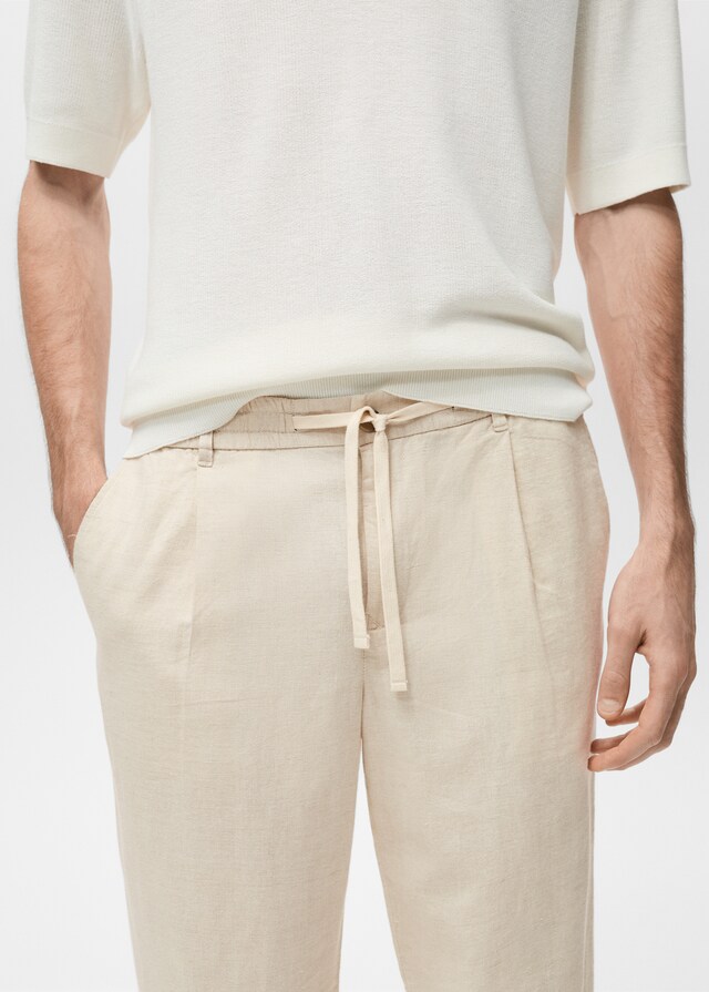 Mango Slim Fit-Leinenhose mit Kordel Tiefpreis