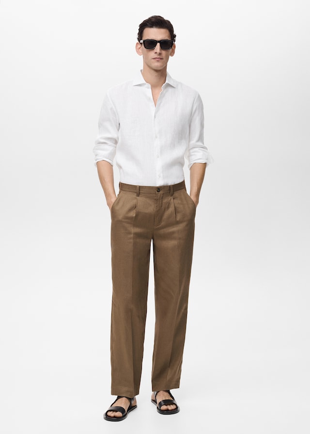 Mango Slim Fit-Hemd aus 100 % Leinen Kostenlose Rückgabe