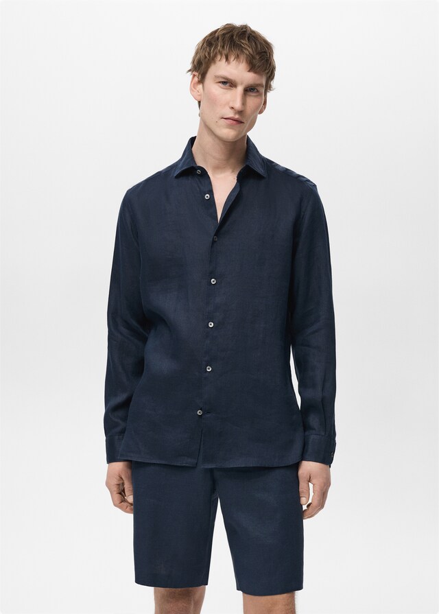 Mango Slim Fit-Hemd aus 100 % Leinen