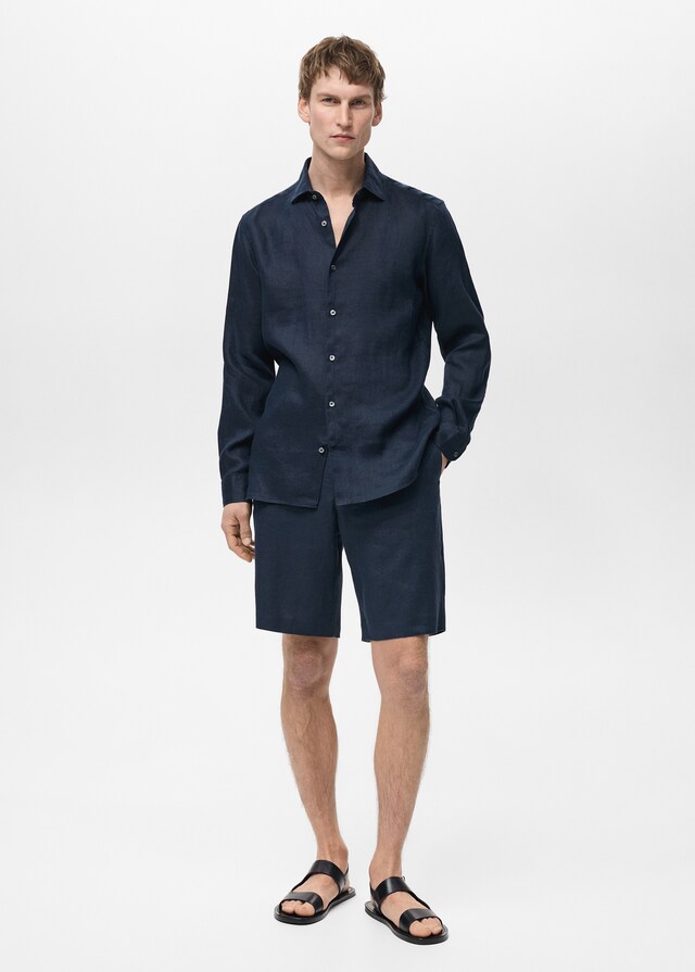 Mango Slim Fit-Hemd aus 100 % Leinen Begrenzte Freigabe