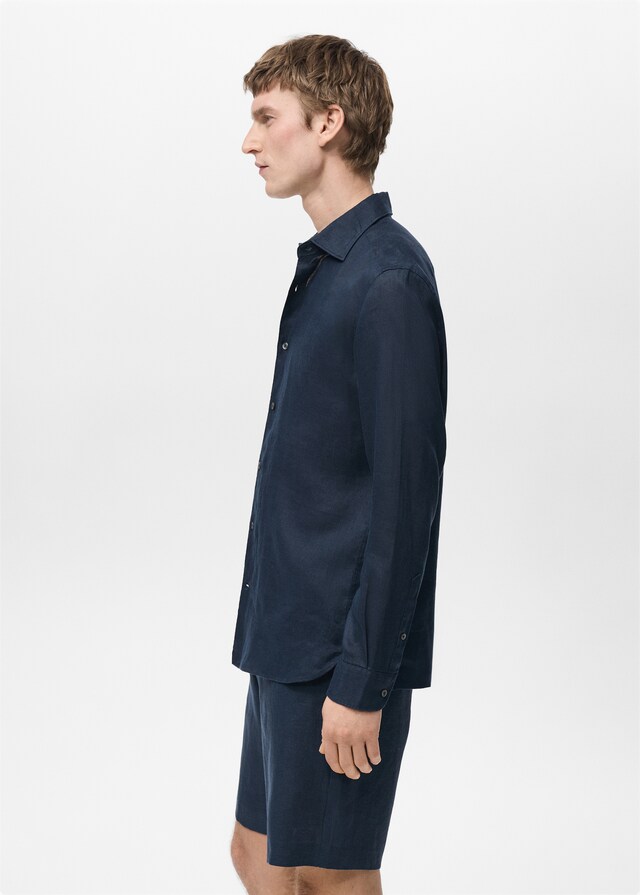 Mango Slim Fit-Hemd aus 100 % Leinen Begrenzte Freigabe