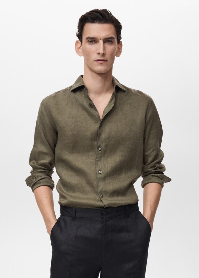 Mango Slim Fit-Hemd aus 100 % Leinen